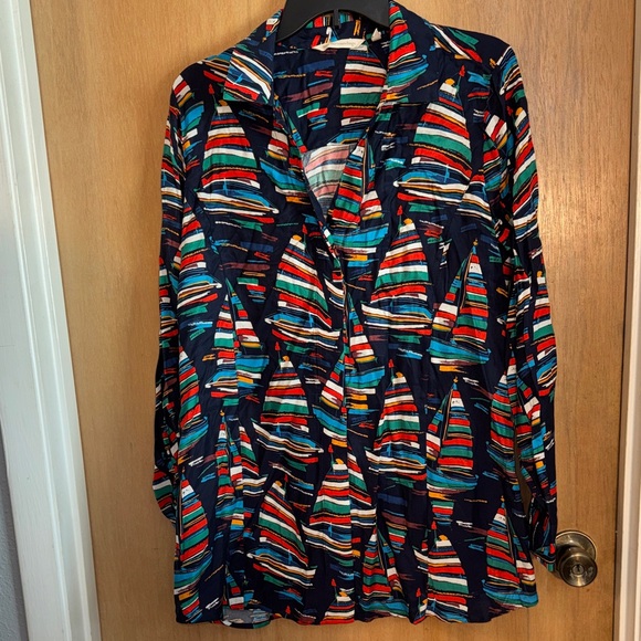 Soft Surroundings Tops - Soft Surroundings Sail Away Tunic Top Button Down Collared V-neck Large